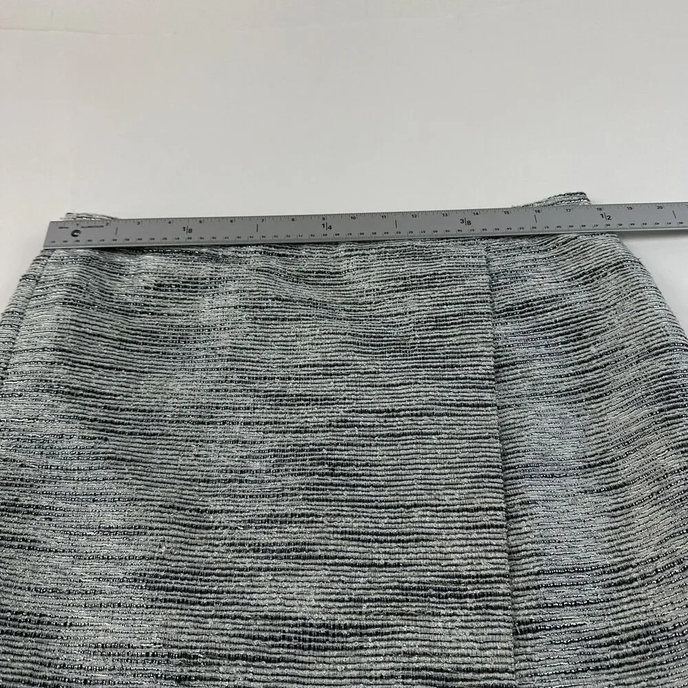 J.Crew Women's Silver Tweed Mini  Skirt Size 12 Faux Wrap Career Office Party